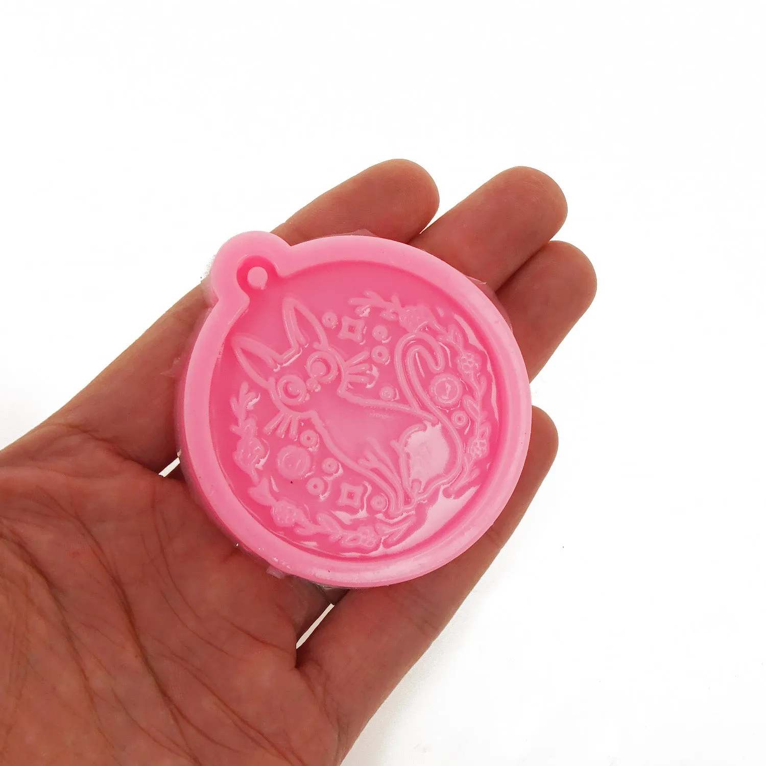 1 Piece Silicone Cat Keychain Mold Round Resin Keychain Mold DIY Resin Handmade Craft 10365050