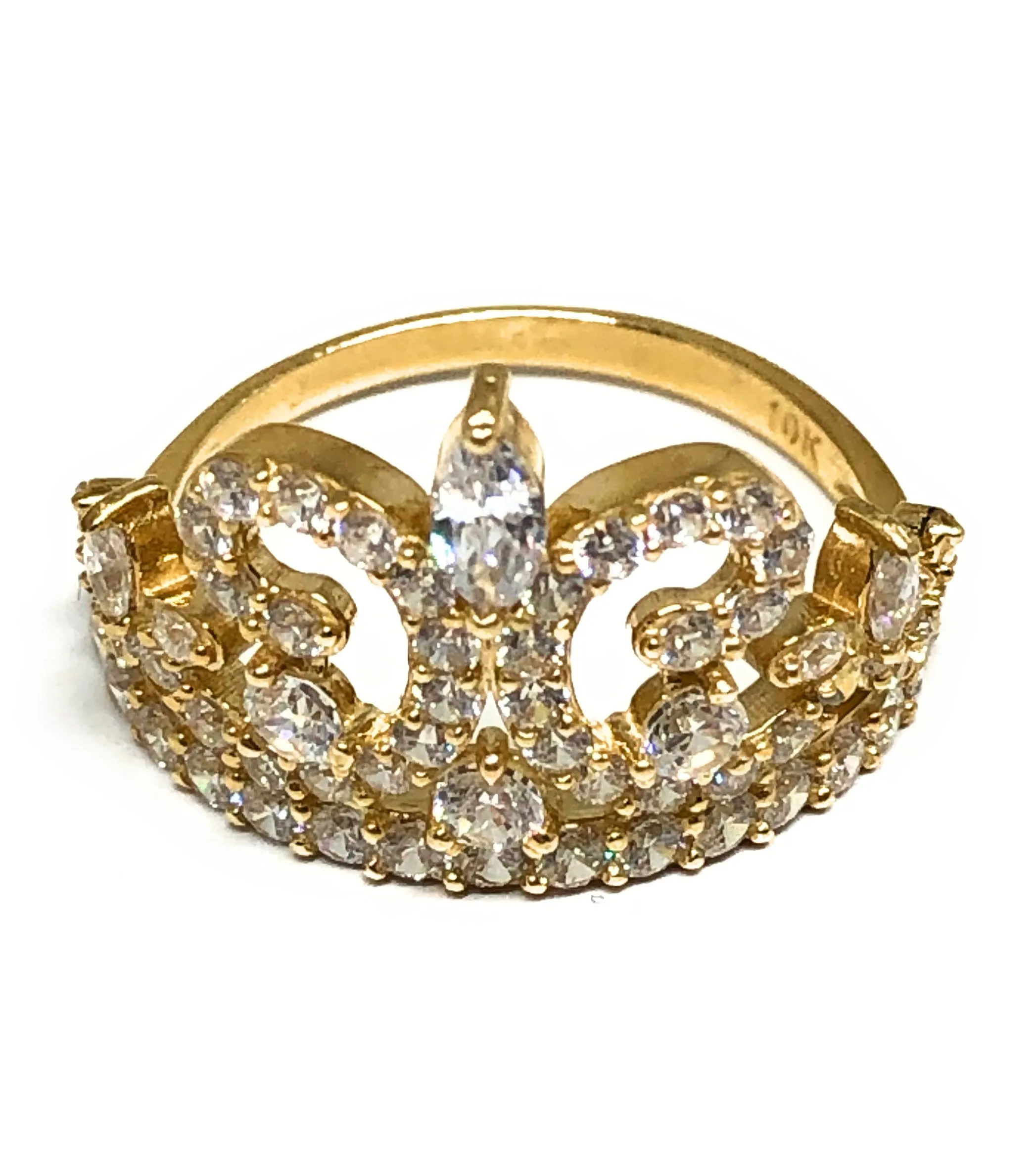 10k Solid Gold Crown Cubic Zirconia Ring