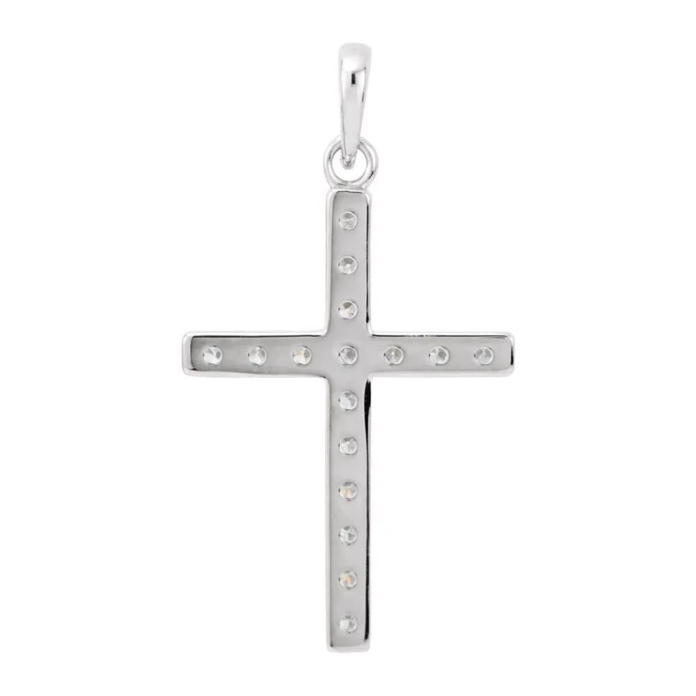 14K Yellow or White Gold 1/2 CTW Diamond Cross Pendant, 16 x 30mm