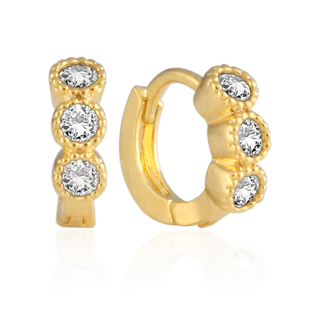 8 mm_CZ Huggie Tiny Hoop Earrings 14K Gold Plated