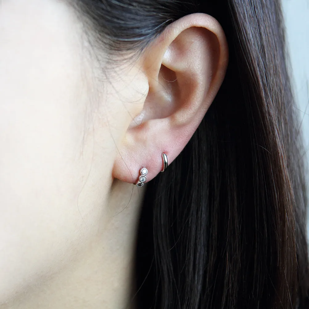 8 mm_CZ Huggie Tiny Hoop Earrings 14K Gold Plated