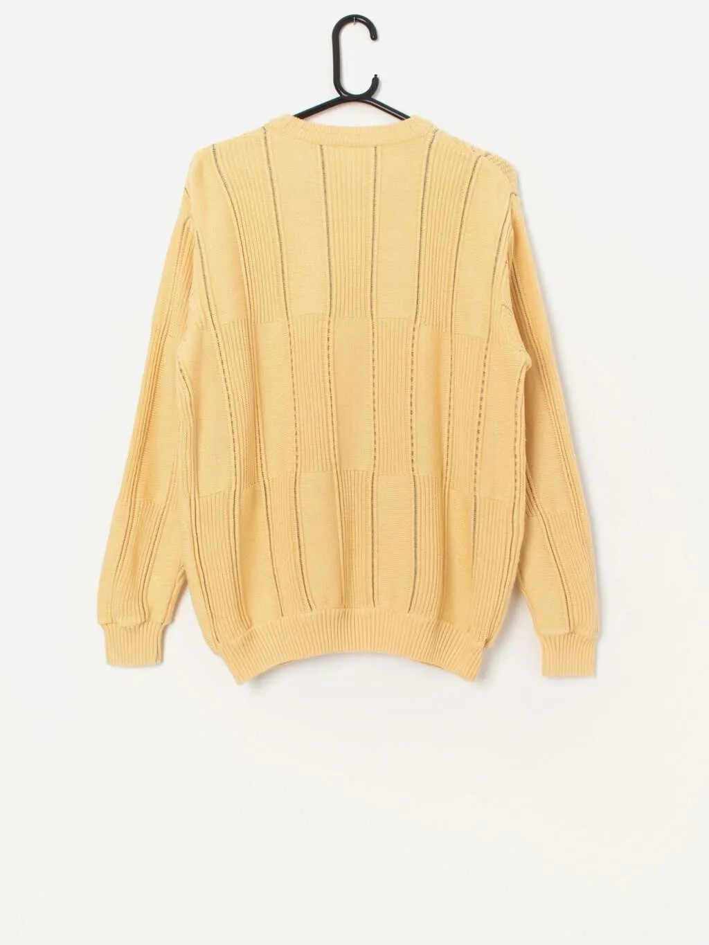 80s vintage sweater in yellow with unique pattern – Medium / Large