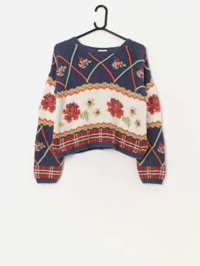 90s vintage Next cropped floral sweater – Small / Medium