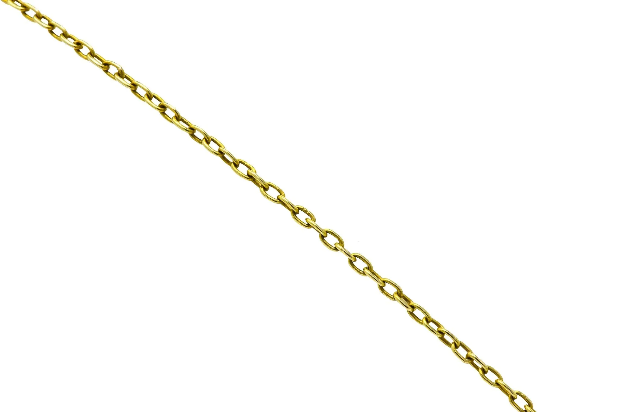 A.J. Hedges & Co. 1905 Art Nouveau Enamel Sapphire Pearl 14 Karat Gold Drop Necklace