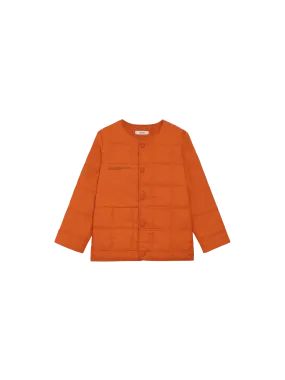 Archive Kid’s Flower-Warmth Quilted Collarless Jacket—cinnamon orange