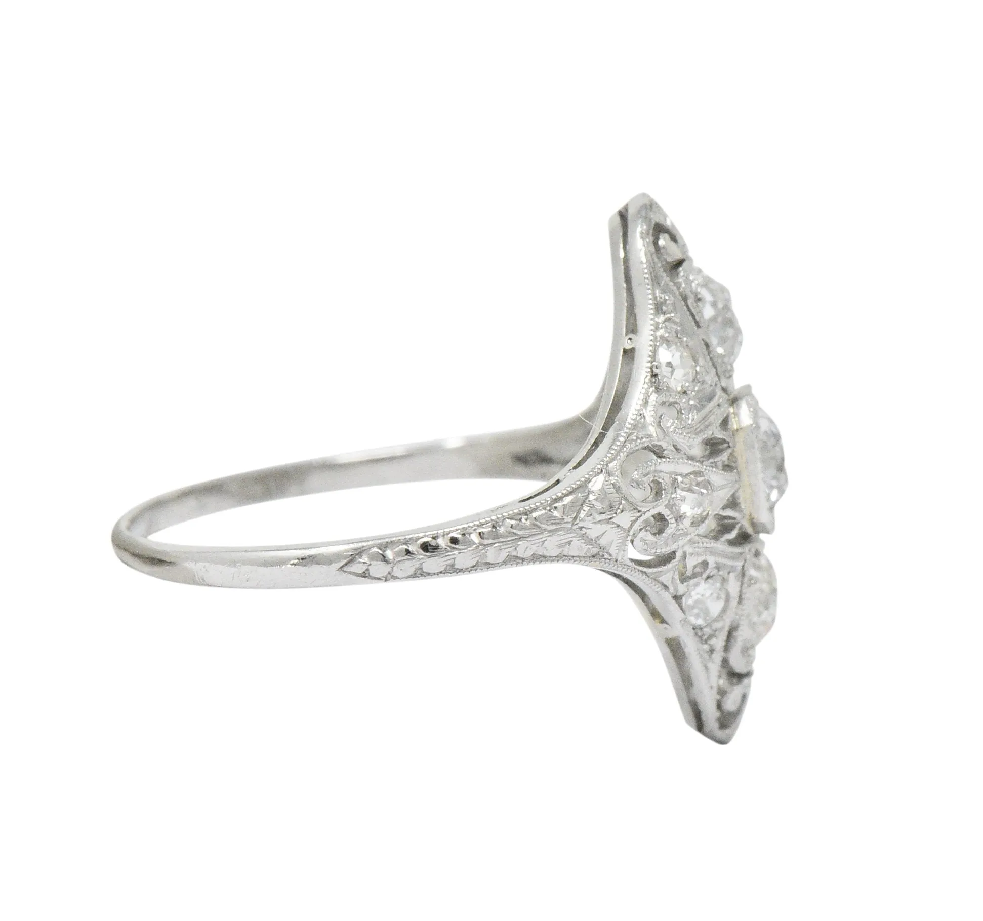 Art Deco 0.93 CTW Old European Cut Diamond Platinum Dinner Ring