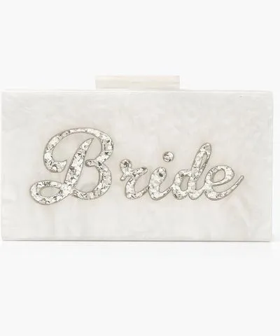 boohoo Womens Premium Bride Box Clutch Bag & Chain