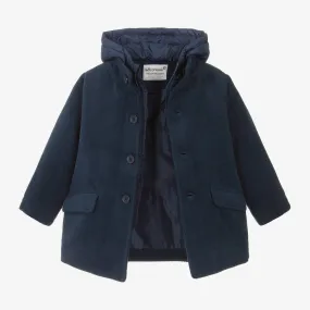 Boys Blue Hooded Felted Coat