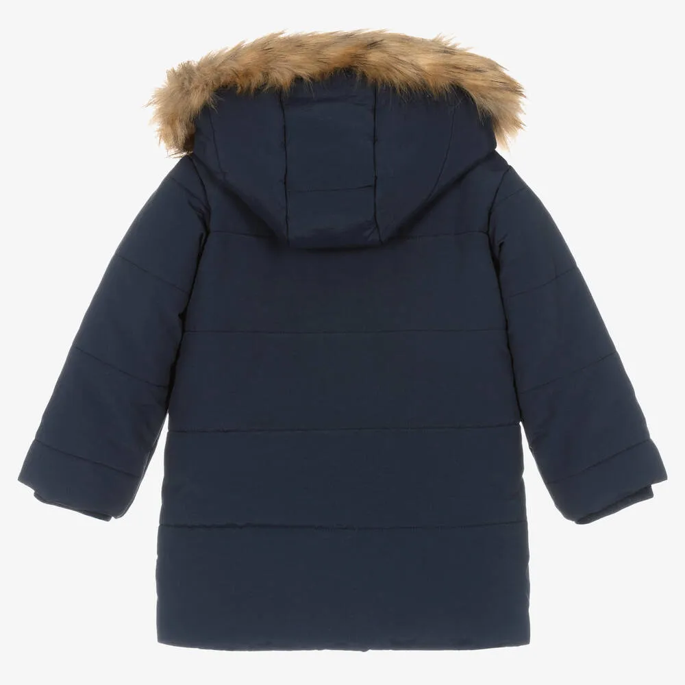 Boys Blue Hooded Puffer Coat