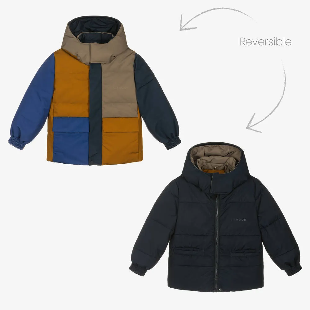 Boys Blue Reversible Down Coat