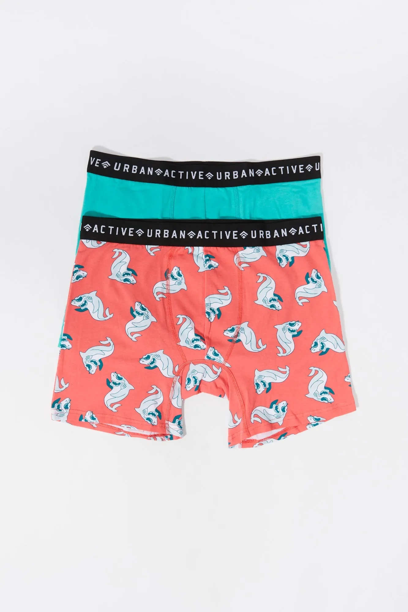 Boys Shark Print Boxer Briefs (2 Pack)