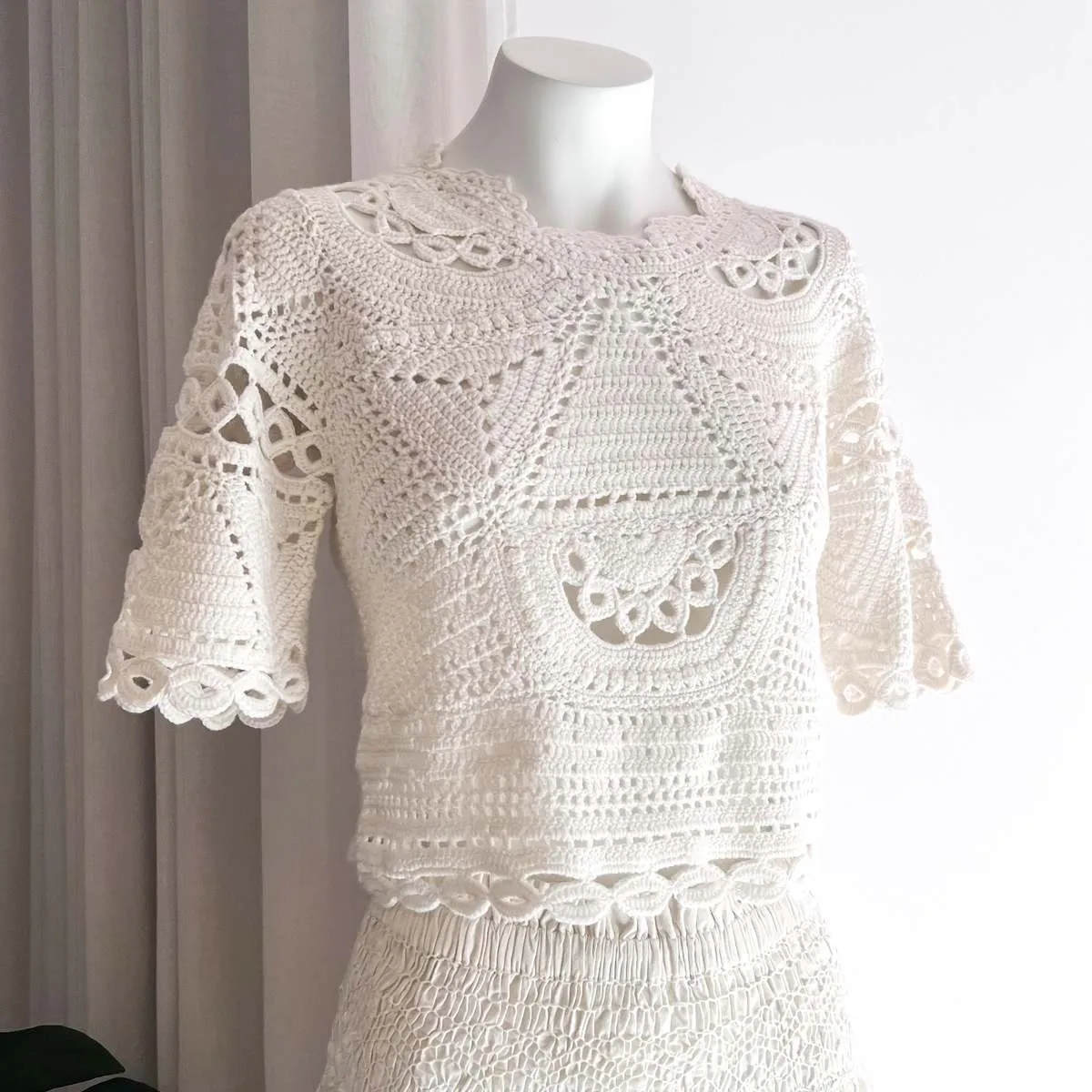 Carter Crochet Sweater - White