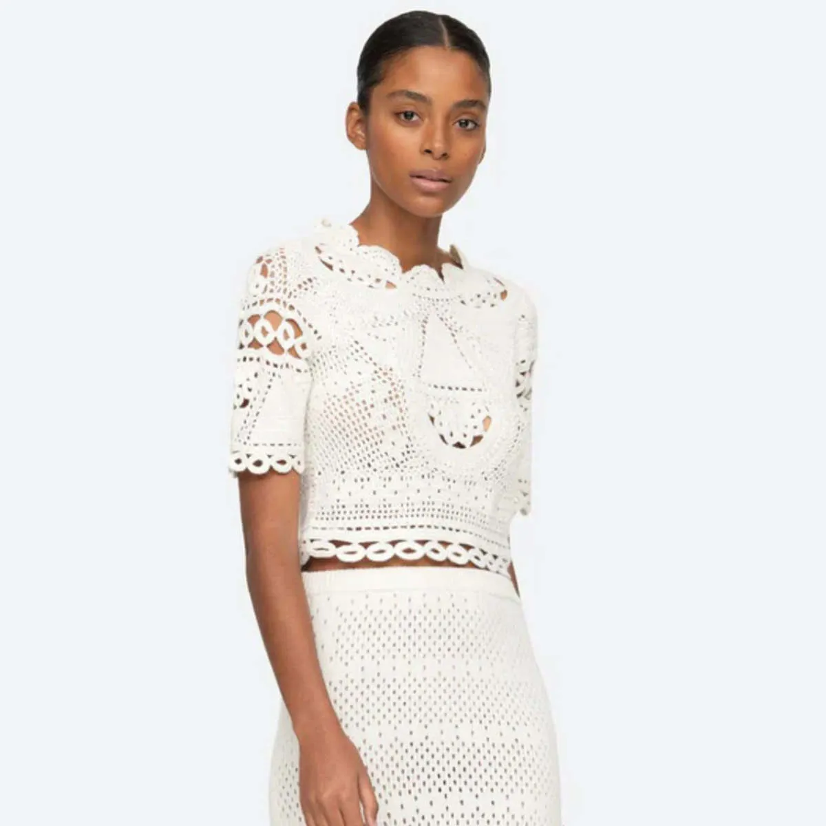 Carter Crochet Sweater - White