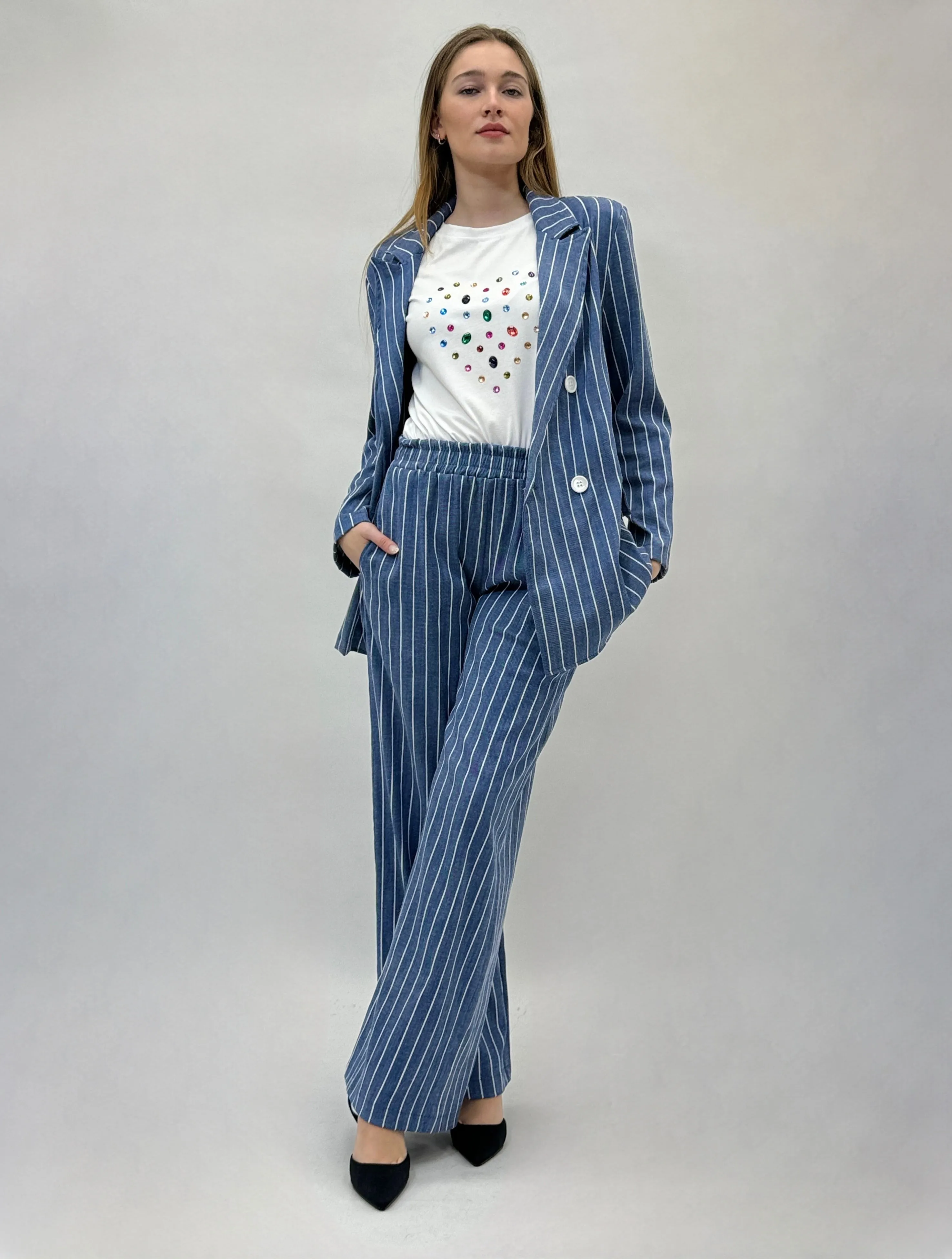Completo giacca e pantaloni a righe