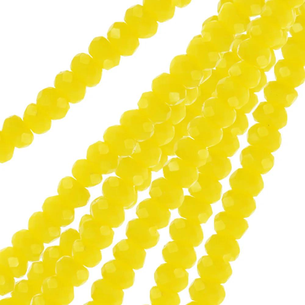 Crystal Beads, Faceted Rondelle 1.5x2.5mm, Opaque Yellow (2 Strands)
