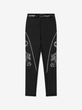 ED Hardy Girls Tiger Logo Sports Leggings in Black