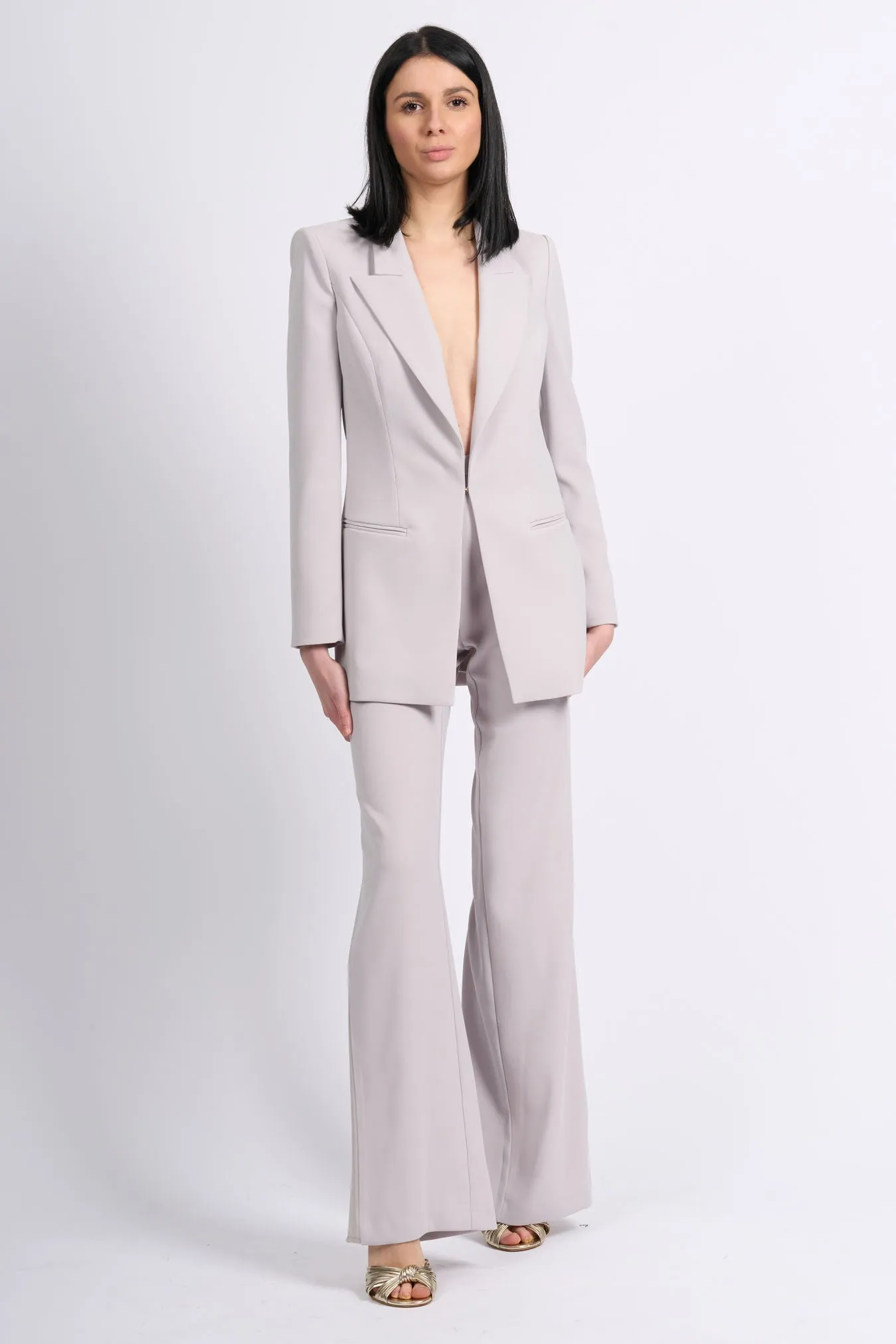 Elisabetta Franchi Tailleur Crepe Fluido Perla Donna