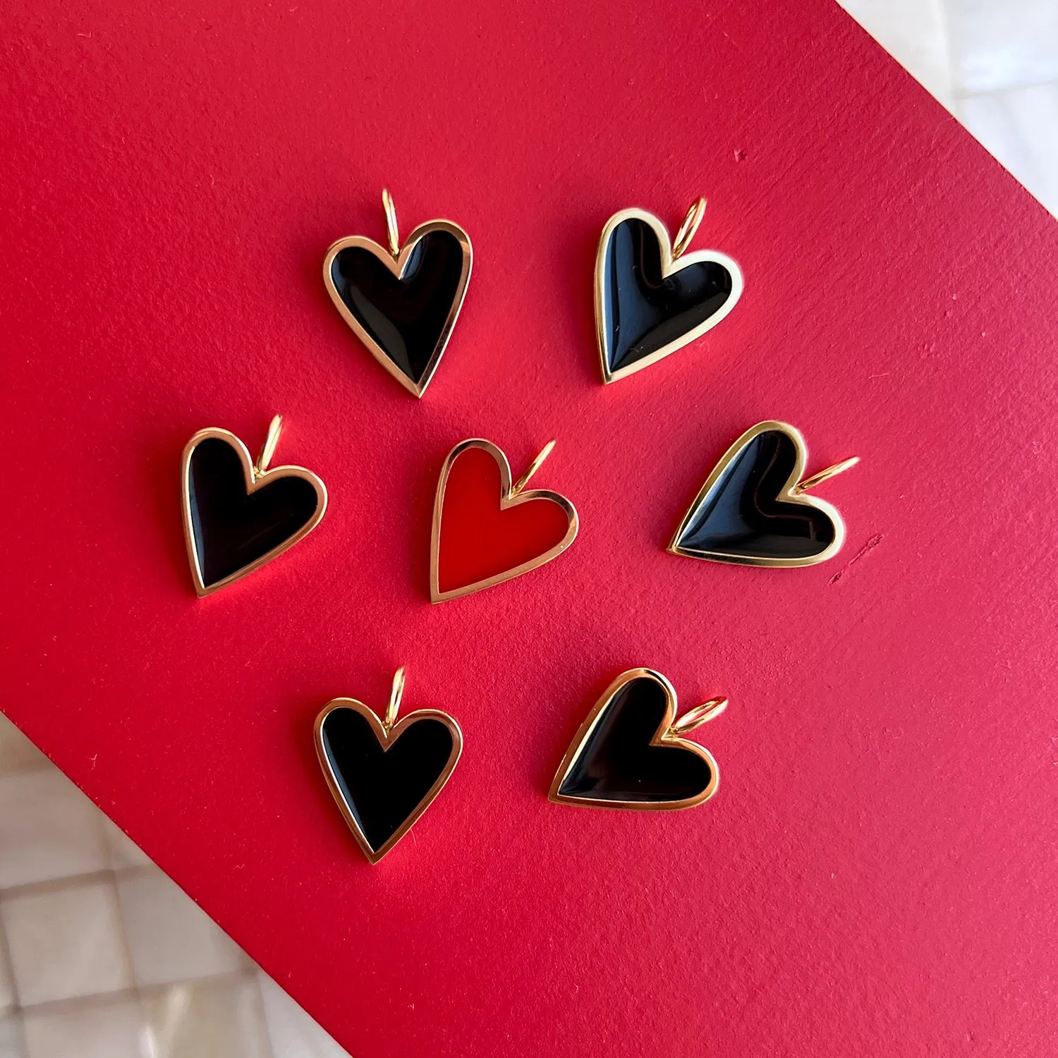 Enamel Elongated Heart Charm