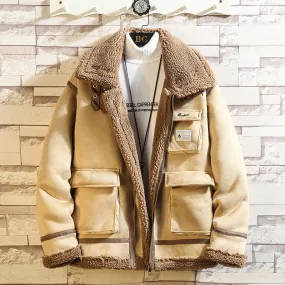 Fashion Lamb Wool Casual Men's Cotton Coat