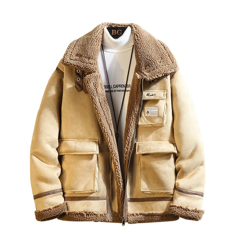 Fashion Lamb Wool Casual Men's Cotton Coat