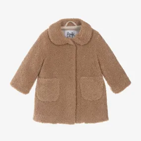 Girls Beige Teddy Fleece Coat