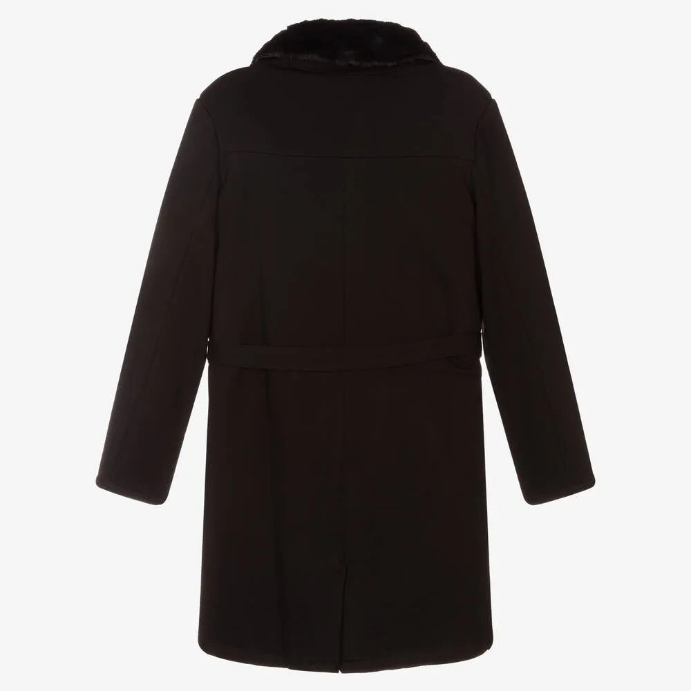 Girls Black Milano Jersey Coat