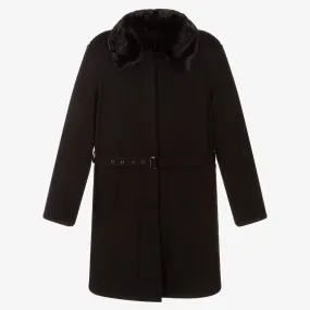 Girls Black Milano Jersey Coat