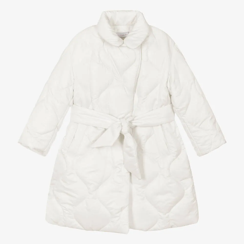 Girls Ivory Quilted Padded Coat