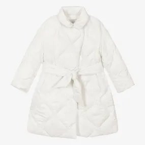 Girls Ivory Quilted Padded Coat