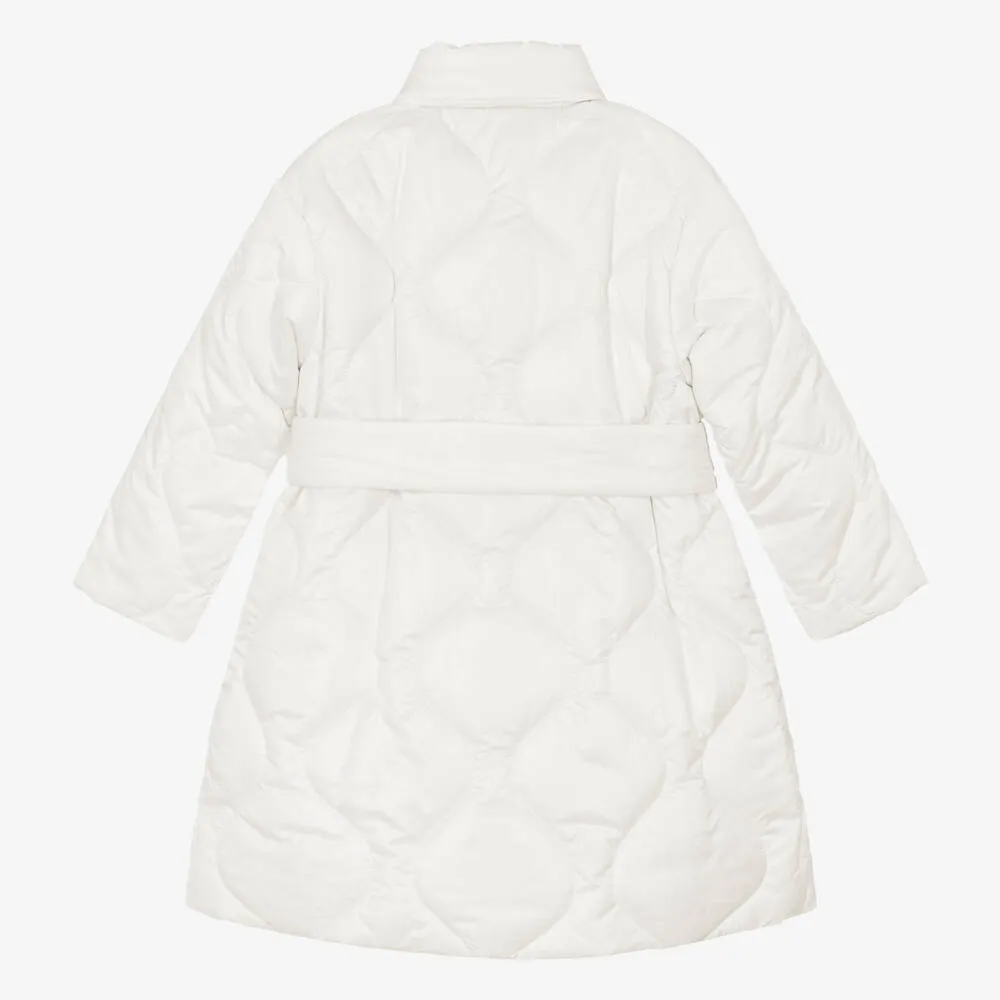 Girls Ivory Quilted Padded Coat