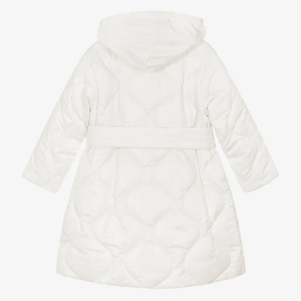 Girls Ivory Quilted Padded Coat