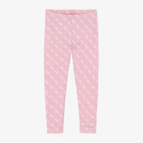 Girls Pink Cotton 4G Leggings