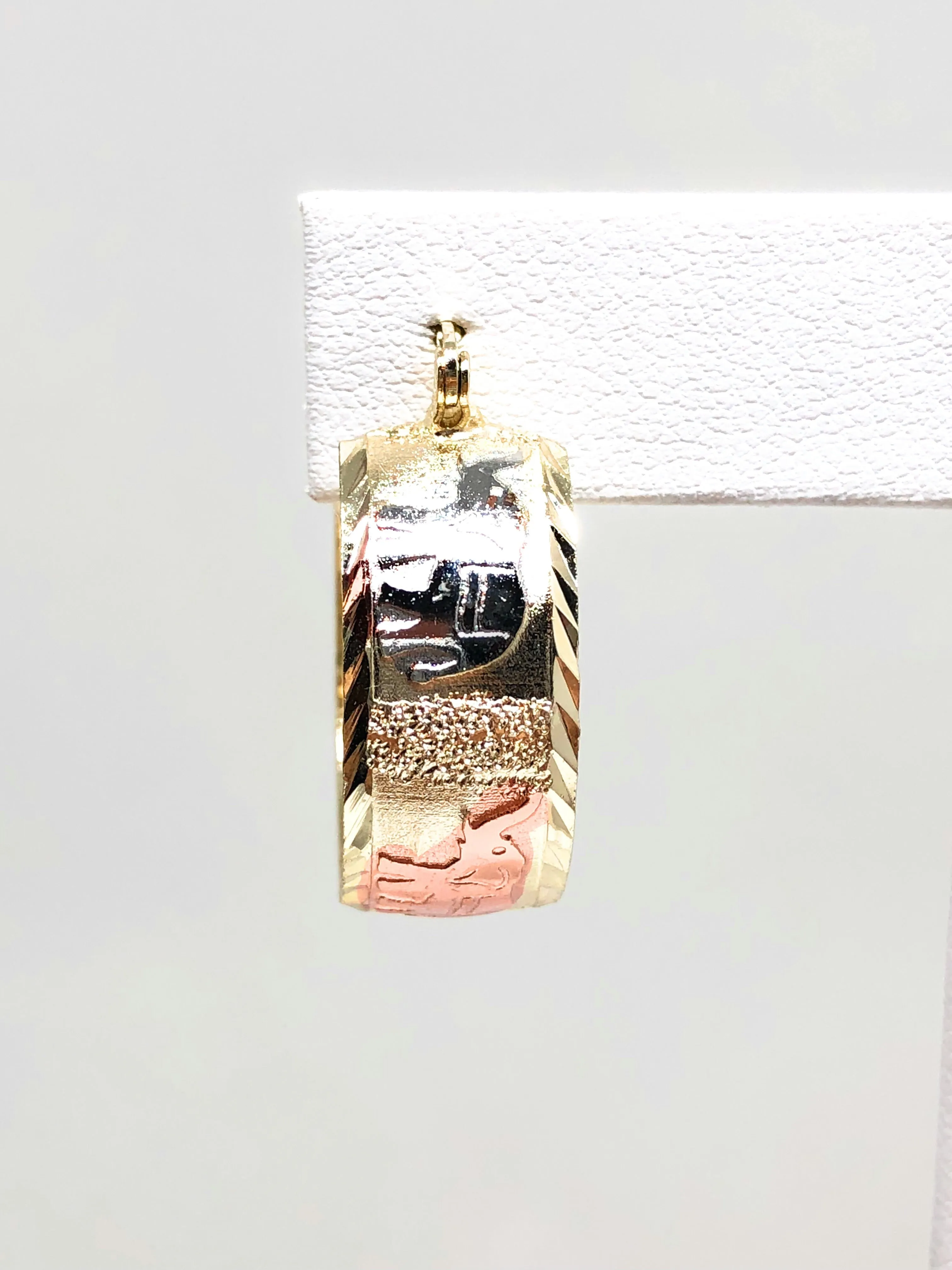 Gold Plated Tri-Color Elephant Hoop Earrings Aretes Arracada Tres Colores