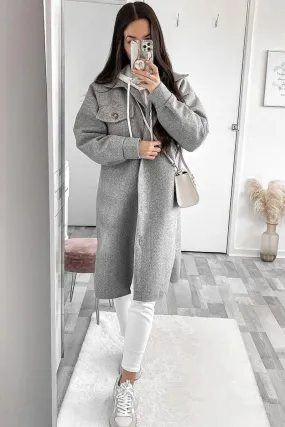 Grey Longline Oversized Shacket - Sasha