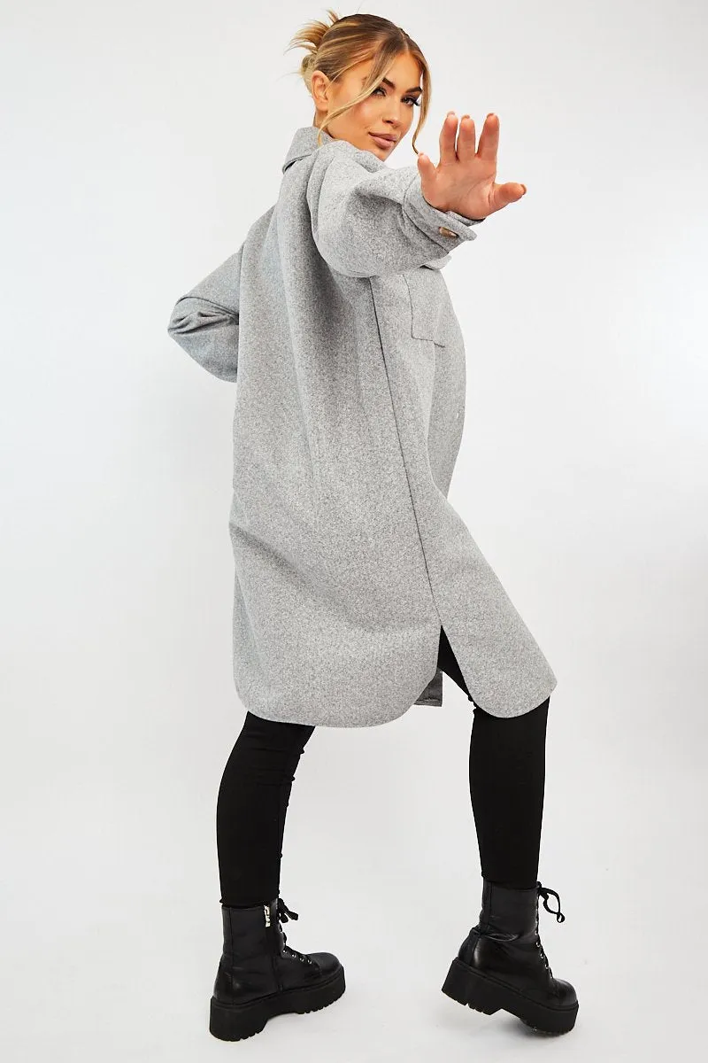 Grey Longline Oversized Shacket - Sasha