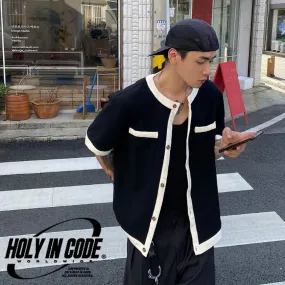 HOLY IN CODE  |Unisex Street Style Bi-color Cotton Oversized Cardigans