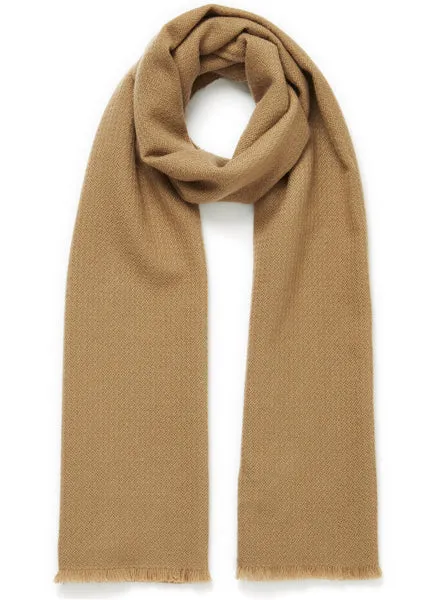 Hudson Woven Cashmere Scarf - Camel