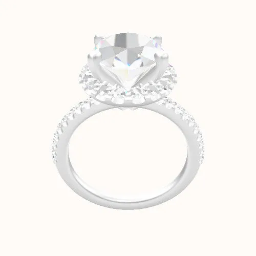 illusion Pave Engagement Ring With V Prong Halo Head