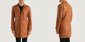 Infinity Tan Brown Leather Coat