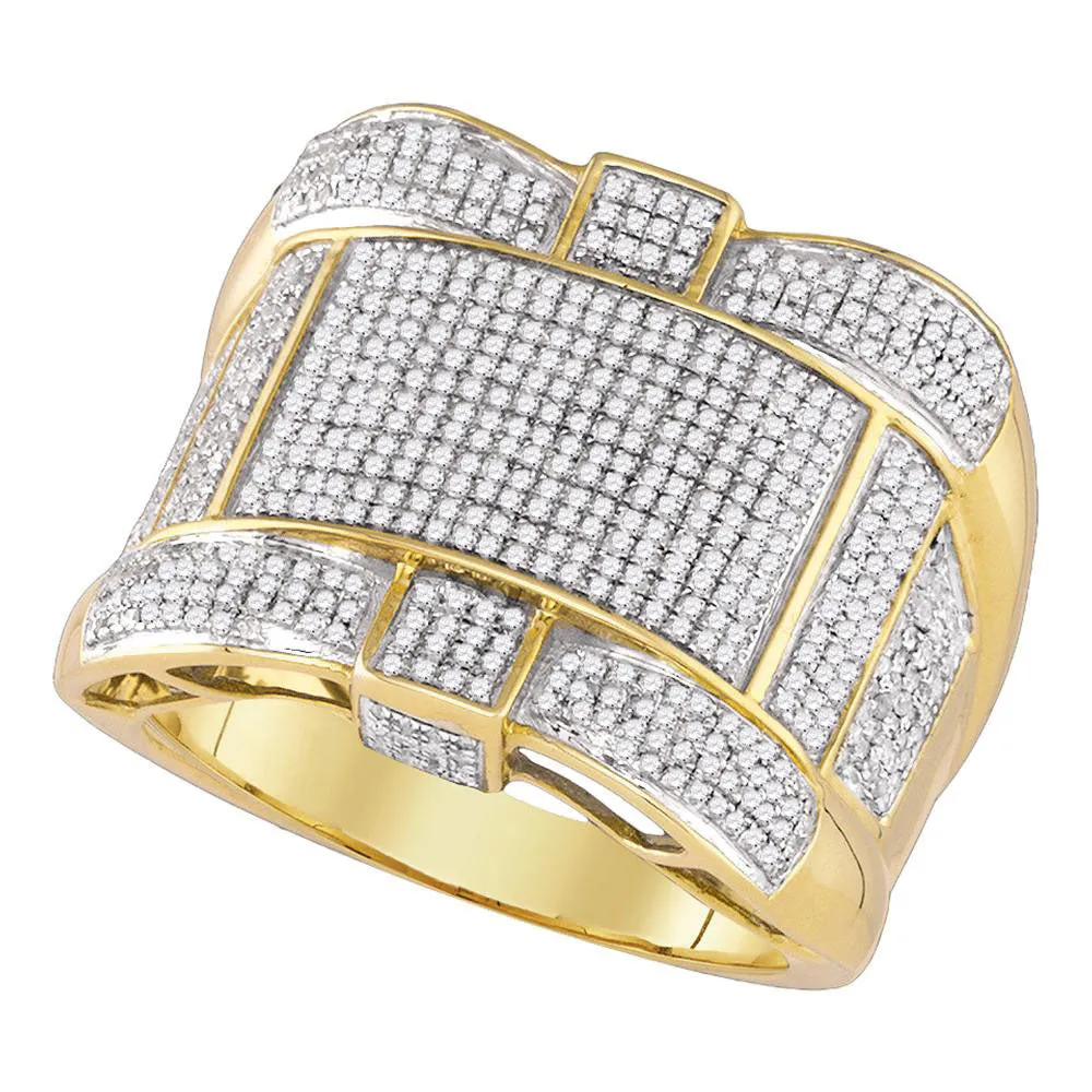 Keene Jewelers 10kt Yellow Gold Mens Round Diamond Cluster Ring 1-1/4 Cttw