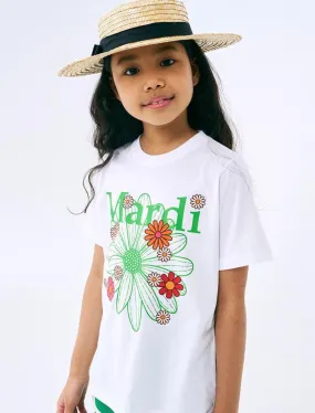 KIDS TSHIRT FLOWERMARDI BLOSSOM WHITE GREEN