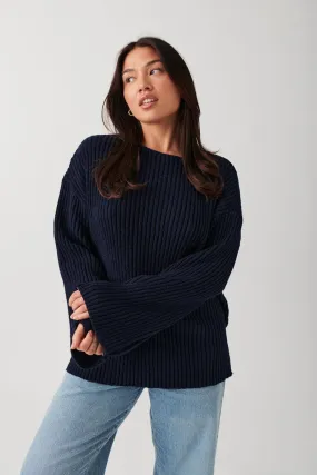 Knitted boatneck sweater