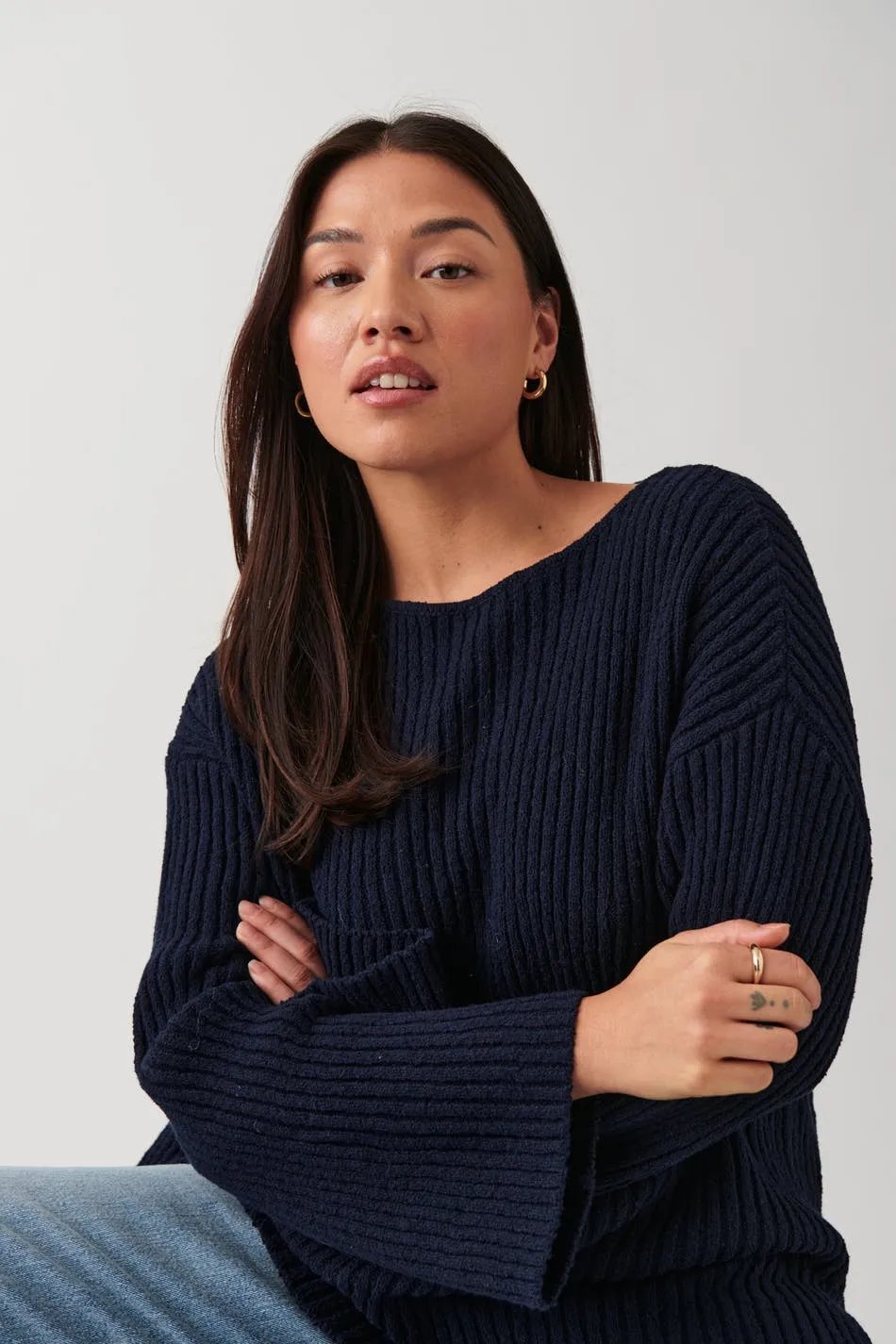 Knitted boatneck sweater