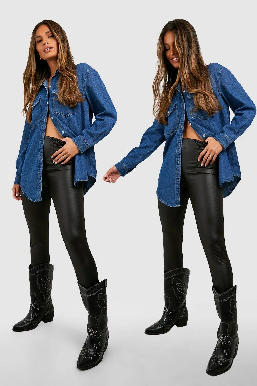 Leggings | 2 Pack High Waisted Wet Look Leggings | boohoo