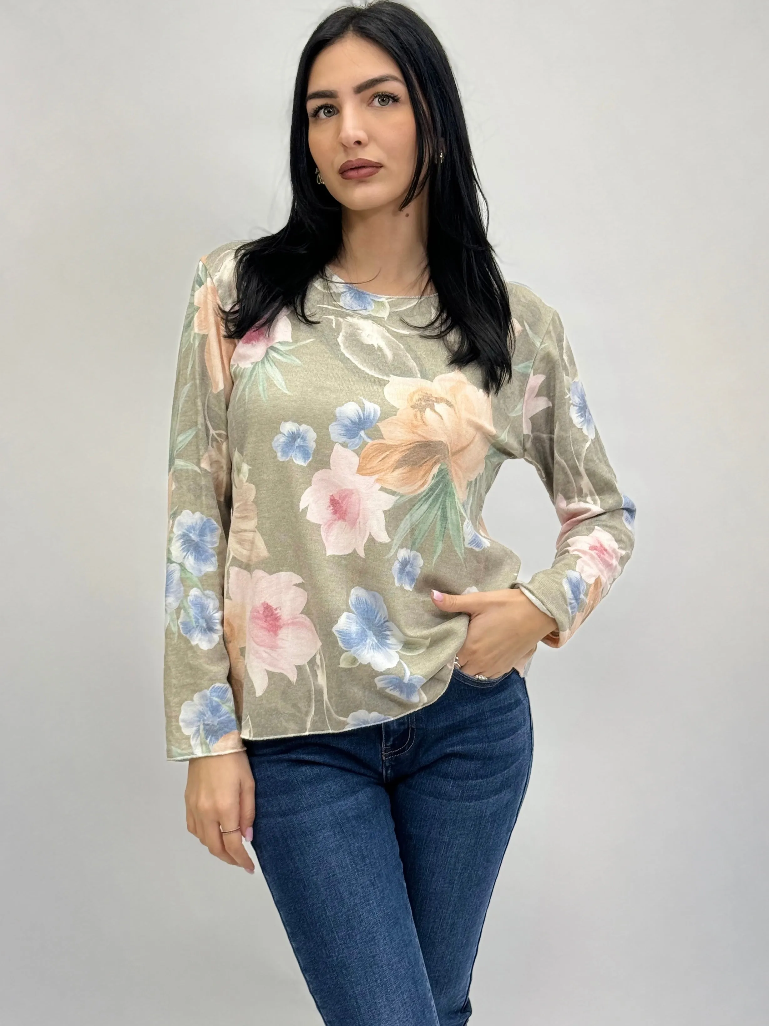 Maglia comoda con stampa fiori