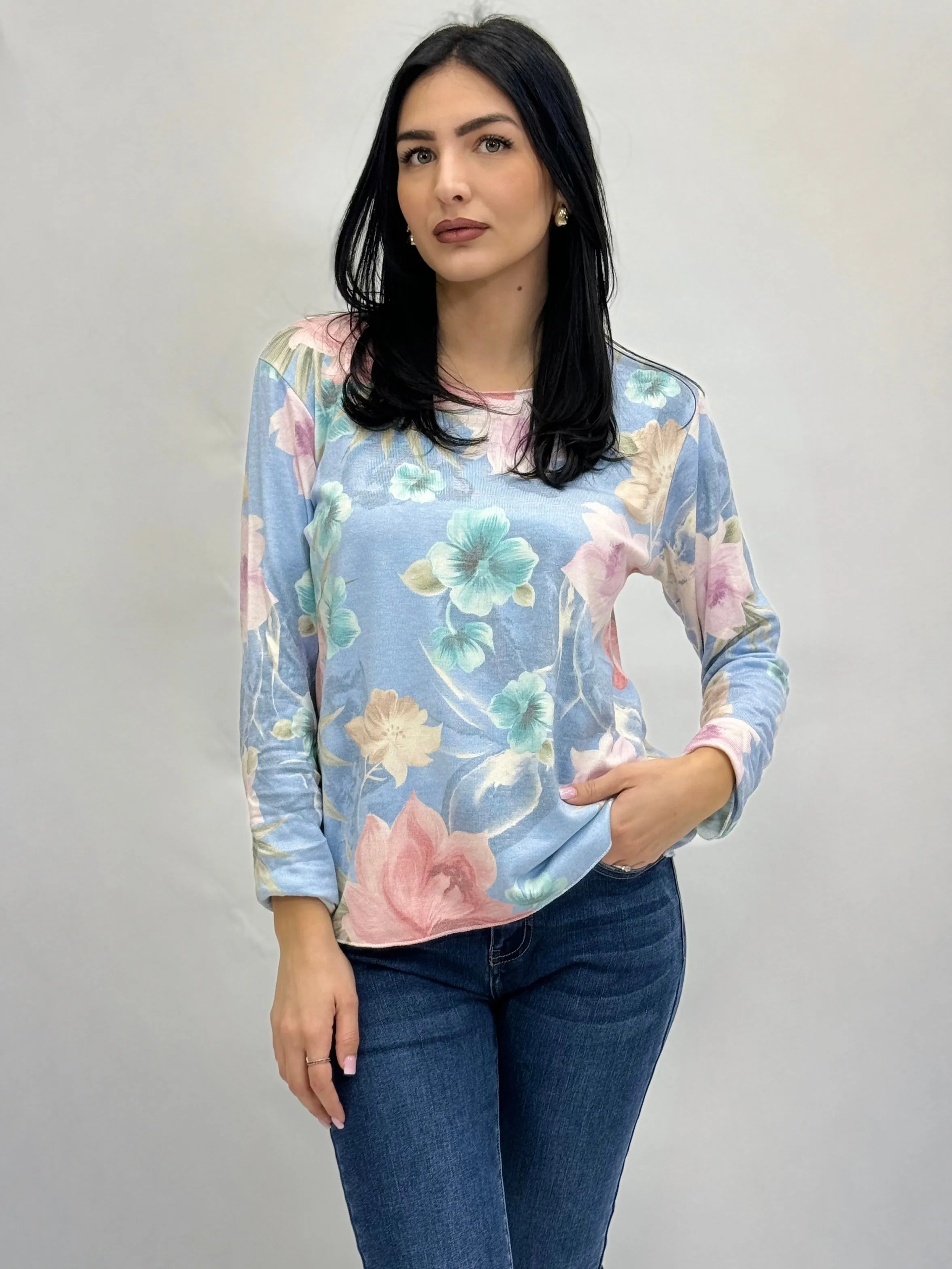 Maglia comoda con stampa fiori
