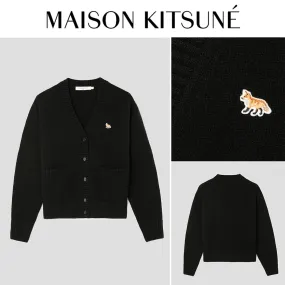 MAISON KITSUNE  |Unisex Plain Other Animal Patterns Logo Cardigans