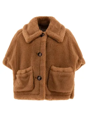 MAX MARA Elegant Camel Wool Mini Cape with Silk Blend