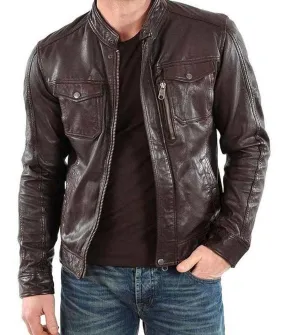 Mens Racer Casual Brown Jacket | Cafe Racer Jacket