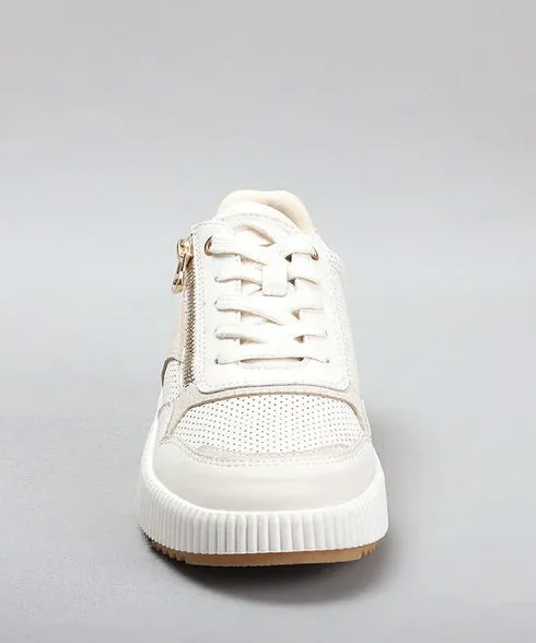 Mintiz Dina Zip and Lace Sneaker - Cream/ Beige